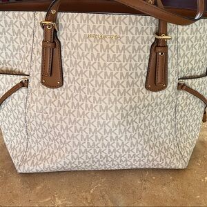 Michael Kors Cream and Tan Signature Tote